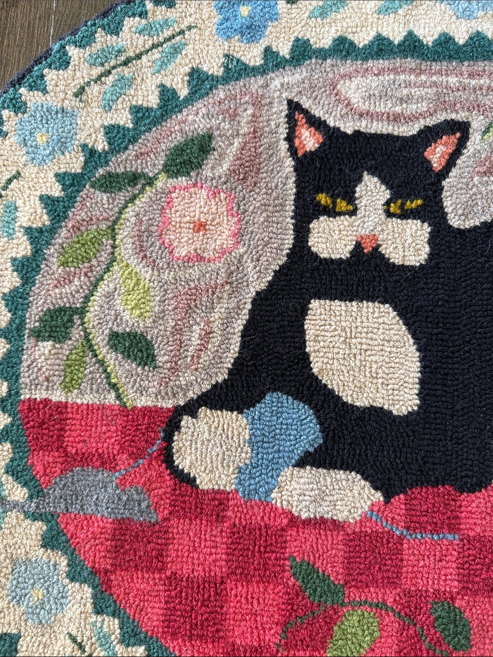 Vintage 1995 Claire Murray ‘Country Cat’ Hand Hooked Rug - Picture 3 of 7